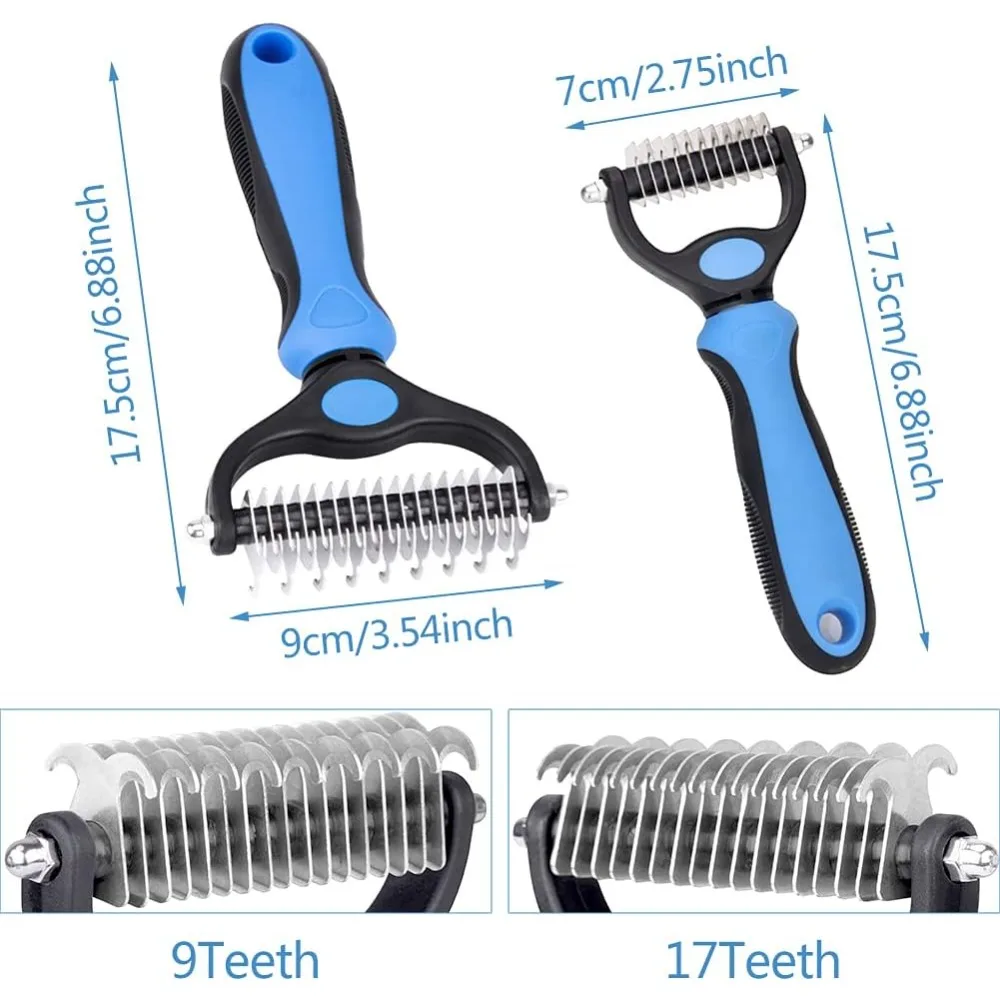 Dog Brush with Loose Knots, 2PCS Dog and Cat Pet Toiletries,Comb with A Knot Scraper, Hair on Both Sides To Remove Dead Hair