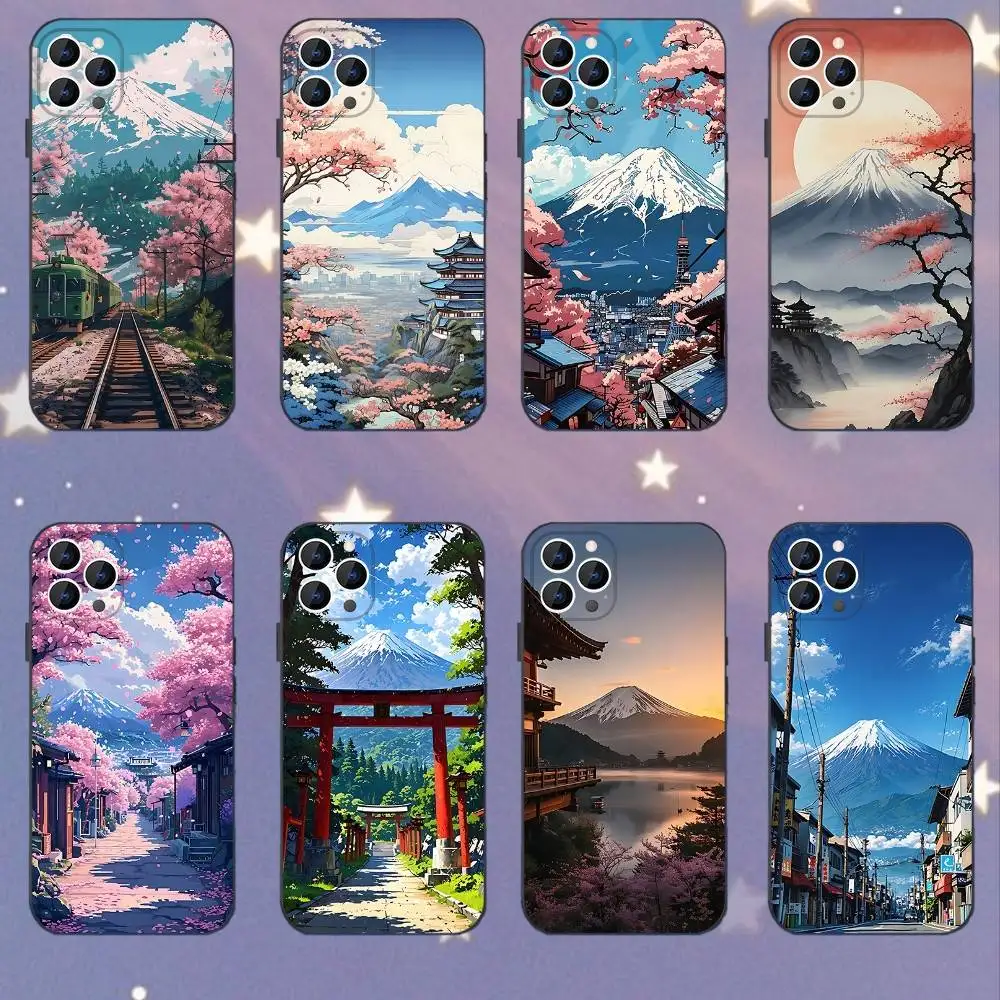 

Japan Mount Fuji Cherry blossom For iPhone 12,16,13,14,15,17,11,Pro,Max,Plus,E,Air,Mini TPU Soft to Skin-friendly phone case