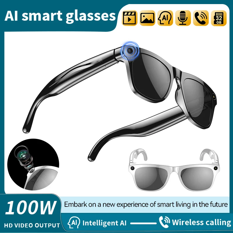 

LIGE Smart AI солнцезащитные очки 100 Вт камера для съемки HD фото видеозапись голосовой перевод вызовов водонепроницаемые Bluetooth музыкальные очки