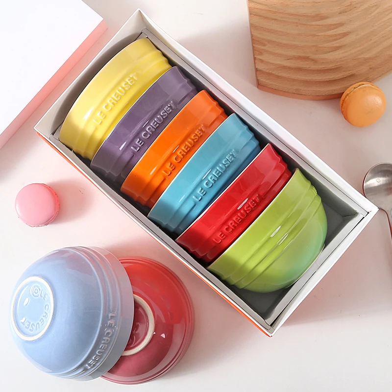 Conjunto de Tigelas de Cerâmica Le Creuset Cool Color para Arroz, Tigelas Infantis Fofas de 12cm, Utensílios de Jantar Estilo...