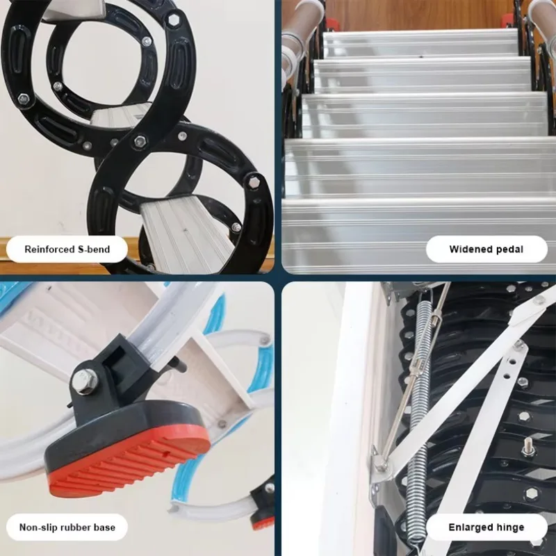 Indoor Aluminum Attic Telescopic Stairs Automatic Folding Loft Ladder Modern Collapsible Staircase Apartment Use 300kg Capacity