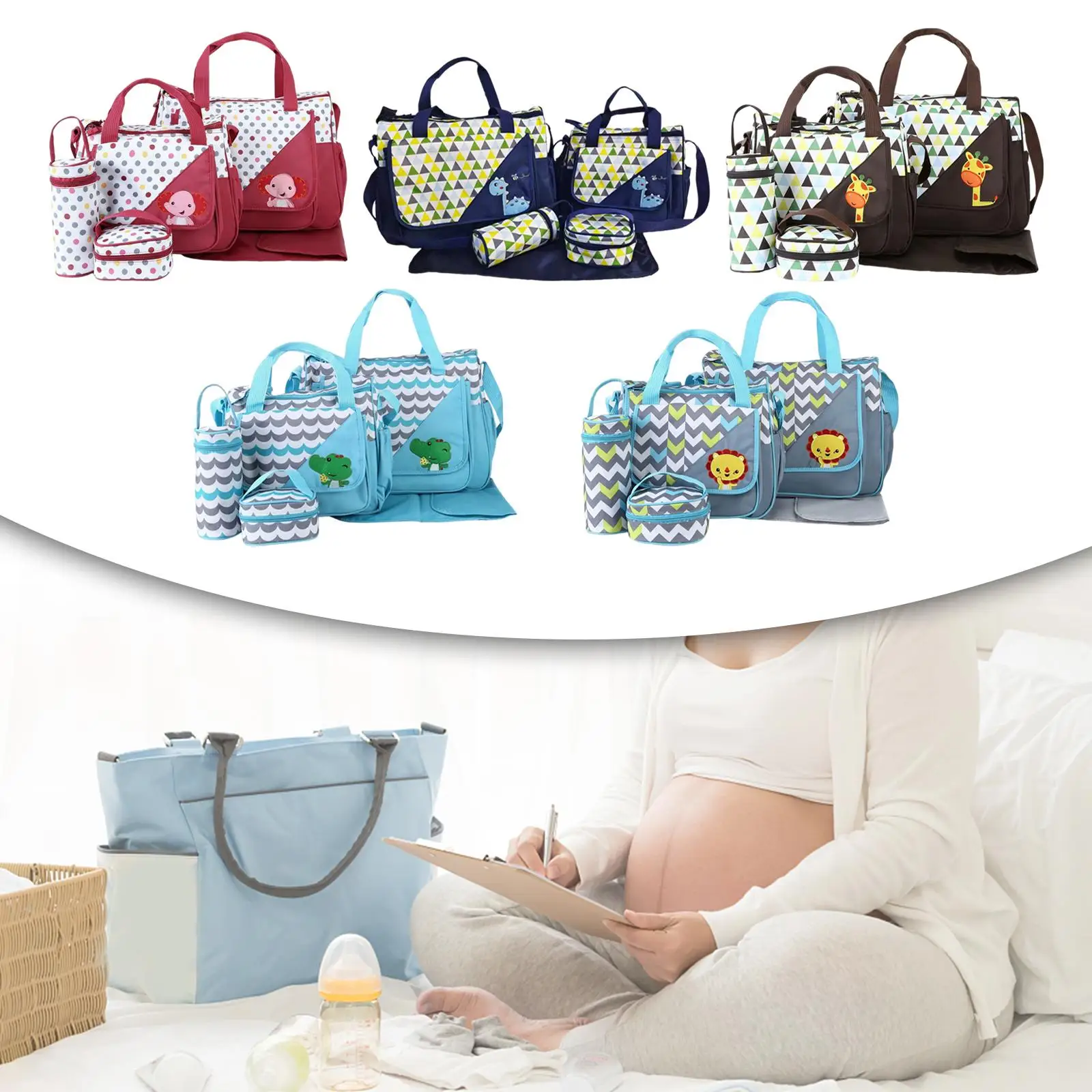 

Diaper Bag Set Stylish Large Capacity Single Shoulder Bag Tote Travel Bag