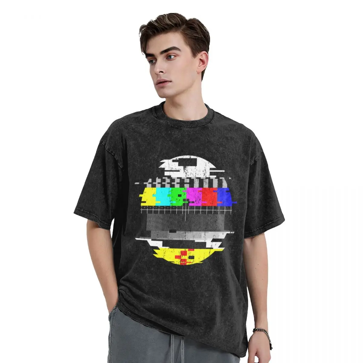 

Vintage Glitched TV Test Pattern Graphic T-Shirt designer shirts shirts graphic tee for a boy man clothes men graphic t shirts