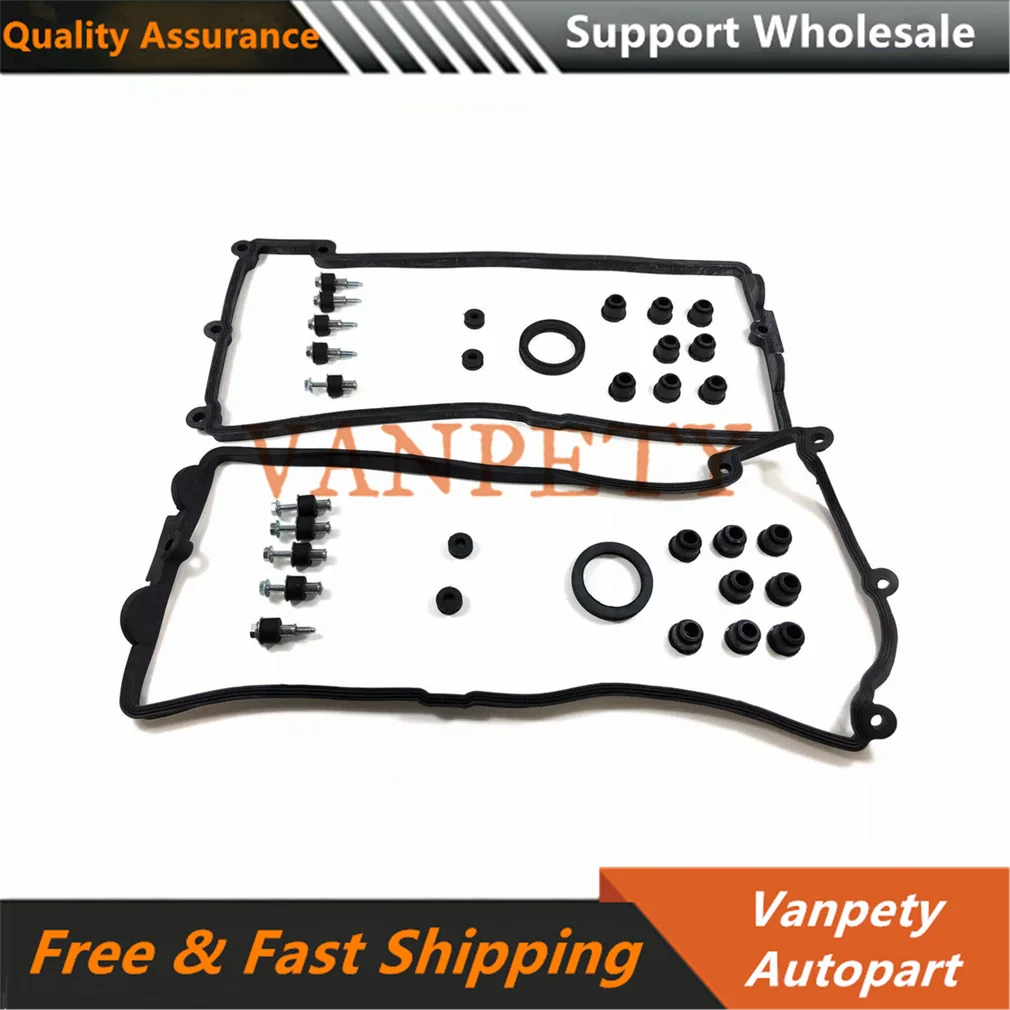 2Sets Engine Valve Cover Gasket Set Left + Right For BMW 545i 550i 645Ci 750Li X5 11127513194 11127513195