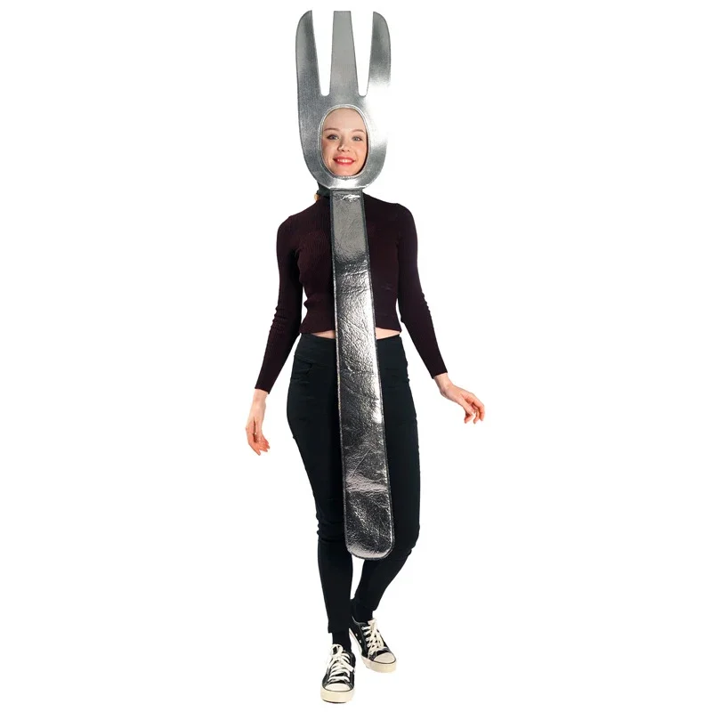 Man Adult Spoon Soup Fork Tunic Costume Funny Couples Kitchen Utensil Suits Halloween Cosplay Adult Lover Party Jumpsuit