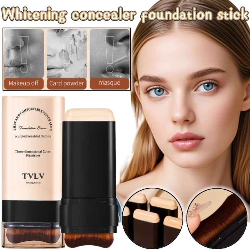 Hydrating Eraser Foundation Stick Concealer Brightening Skin Tone Waterproof Sweat Long-lasting Double Head Foundation Cream
