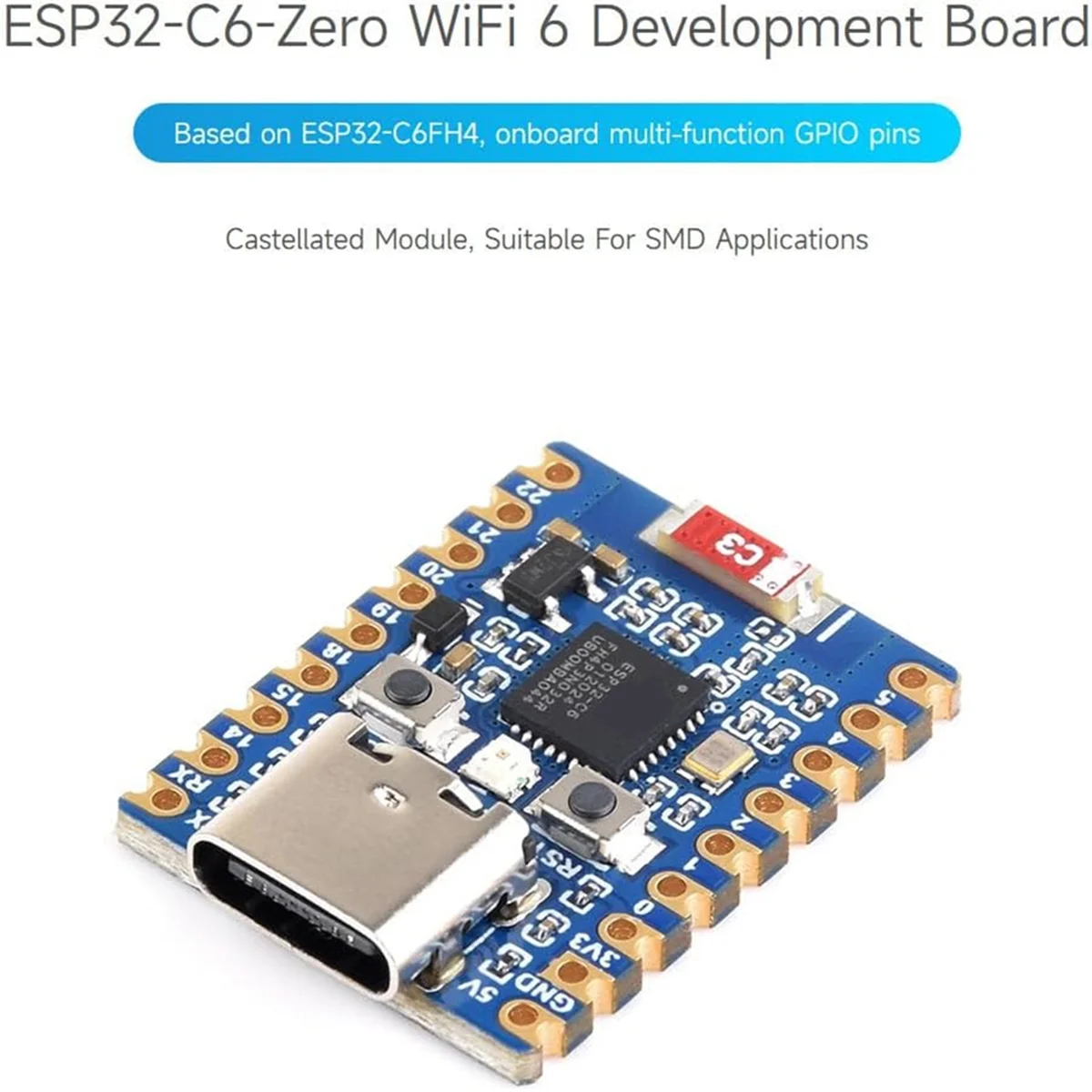 2025 New- 2pcs ESP32 Development Board ESP32-C6 Mini Development Board Based on ESP32-C6FH4 Dual Processors 2.4GHz WiFi 6 & BT5
