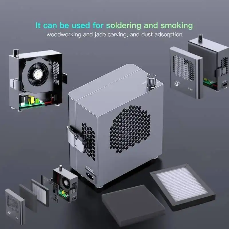 ZJ-802 Desktop Soldering Fume Extractor Powerful 8000r/min Fan with Double-Layer Filter Set for Efficient Smoke Dust Absorption​