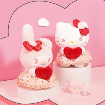 Sanrio coração vermelho kawaii olá kitty kuromi melodia cinnamoroll dos desenhos animados bonito recheado amor série brinquedos natal dia das bruxas presente