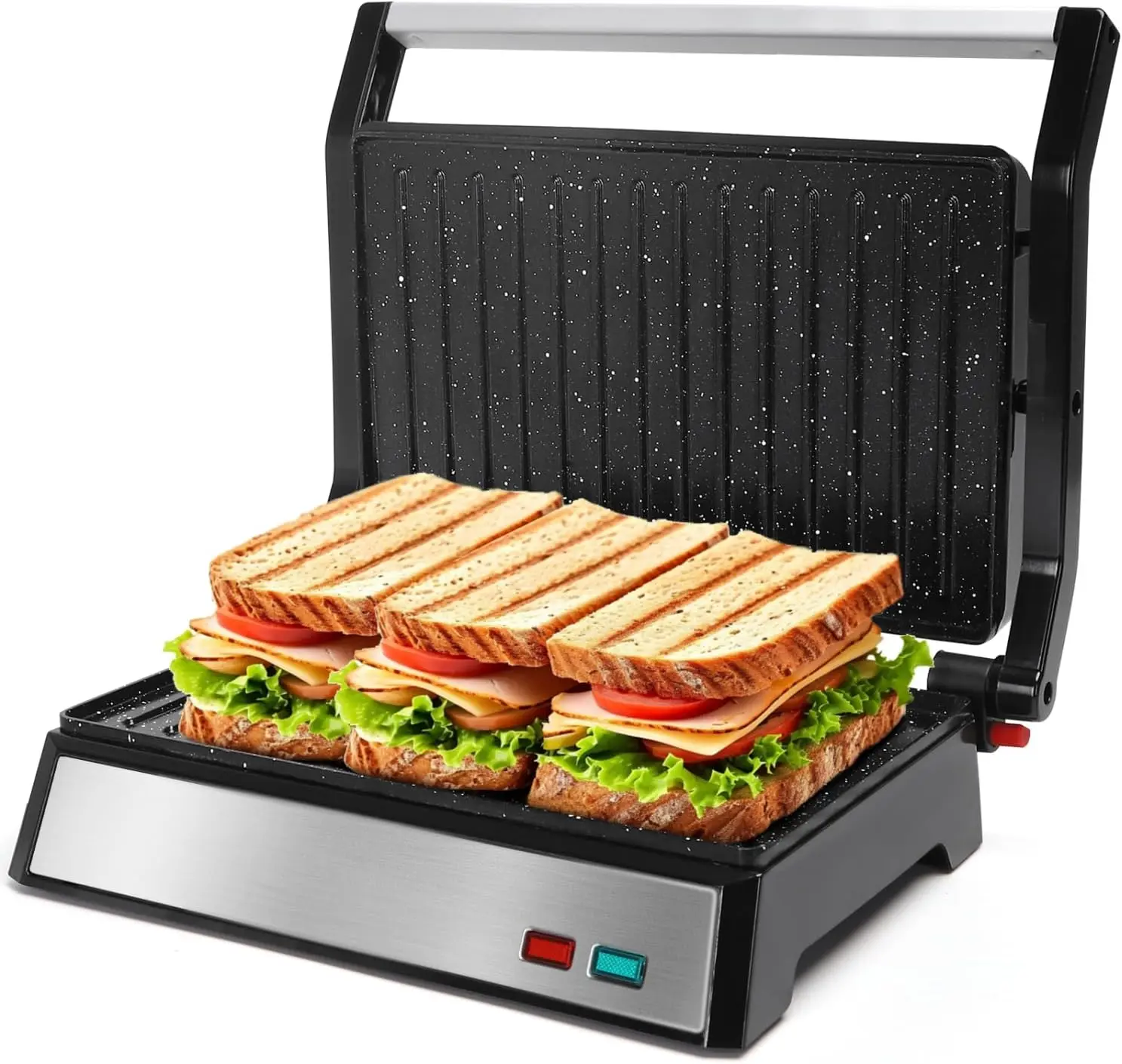 Panini Press, 1200w Sandwich Maker and Electric Indoor Grill with Ceramic