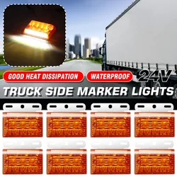 4PCS/8PCS 24V 20 LED Side Marker External Warning Tail Light Clearance Indicator Lamp Truck Boat Trailer Caravan Camper Amber