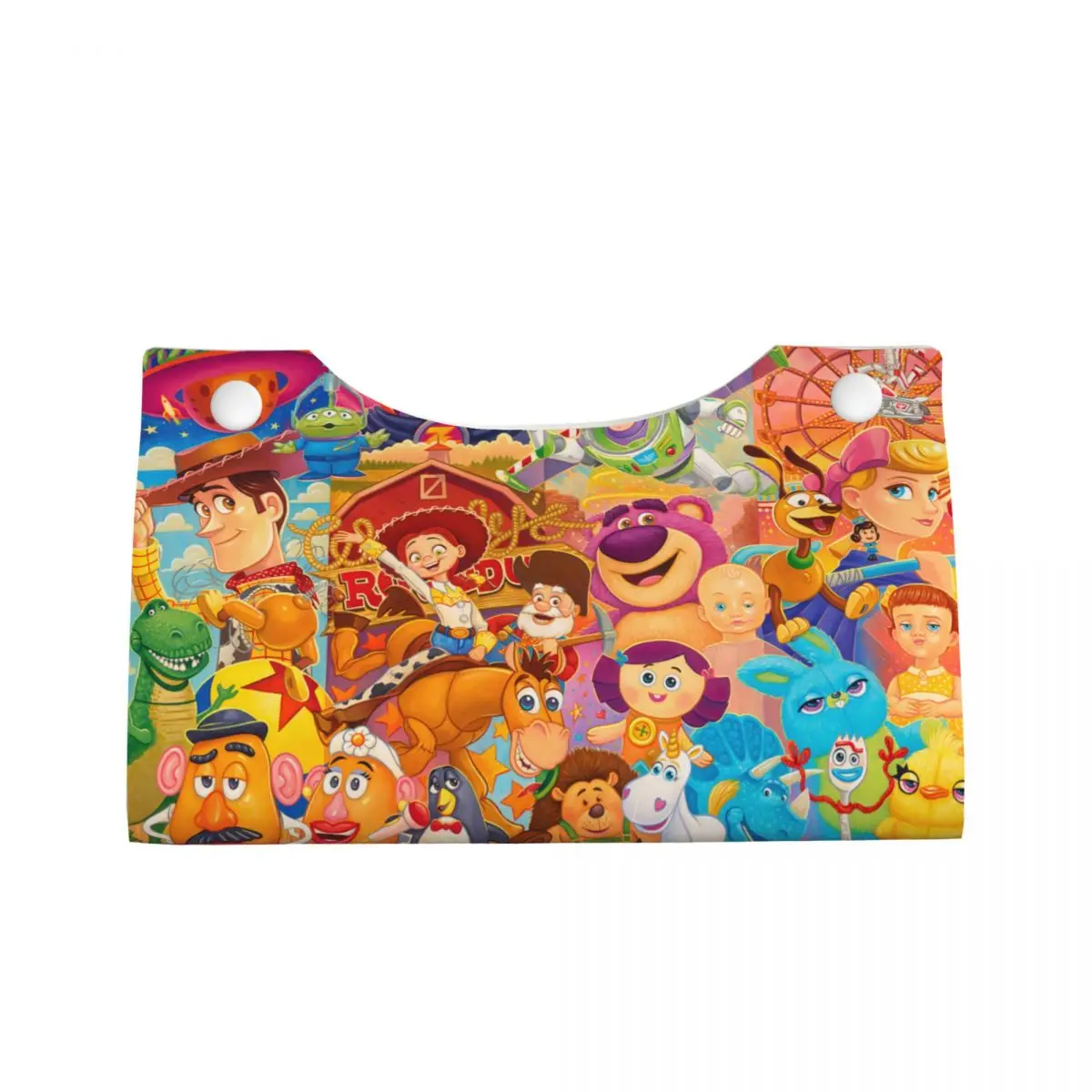 Custom Toy Story Fine Art Facial Tissue Box Cover Rectangular Cartoon PU Leather Tissue Box Holder for Car Home