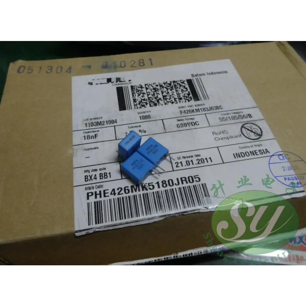 

20PCS 0.018uf/630v 18nf 183 brand new 7.5mm film capacitor PHE426MK5180J