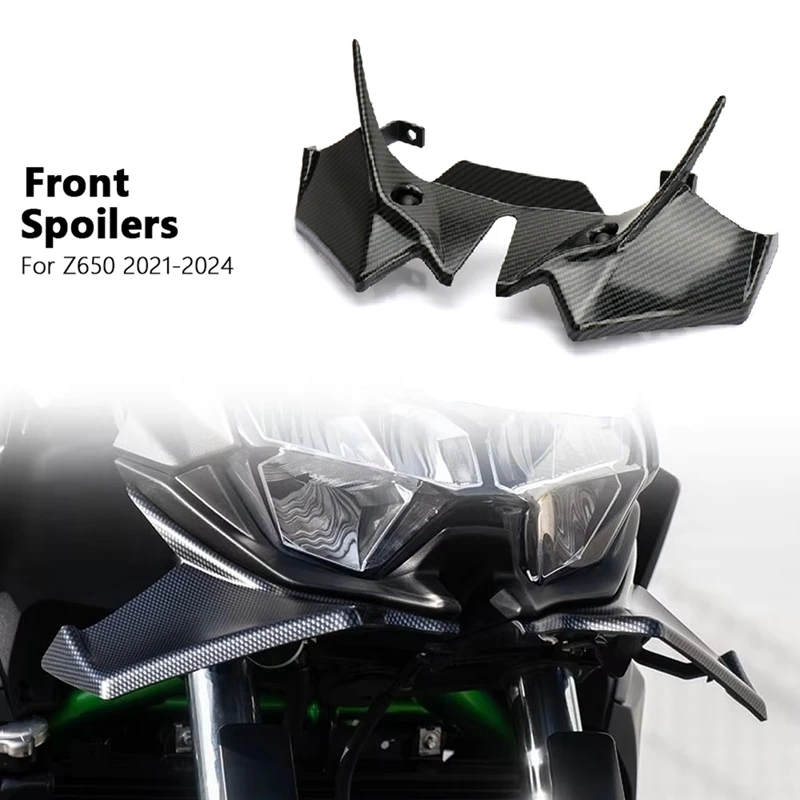 Motorcycle Sport Downforce Naked Front Spoilers Aerodynamic Wing Deflector Kit For KAWASAKI Z650 Z 650 2021-2024