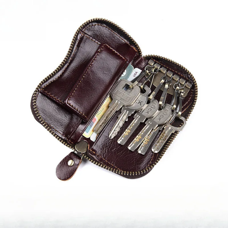

Genuine Leather Key Case For Car First Layer Cowhide Multi-functional Multi-card Slot Card Holder Coin Purse Wallet