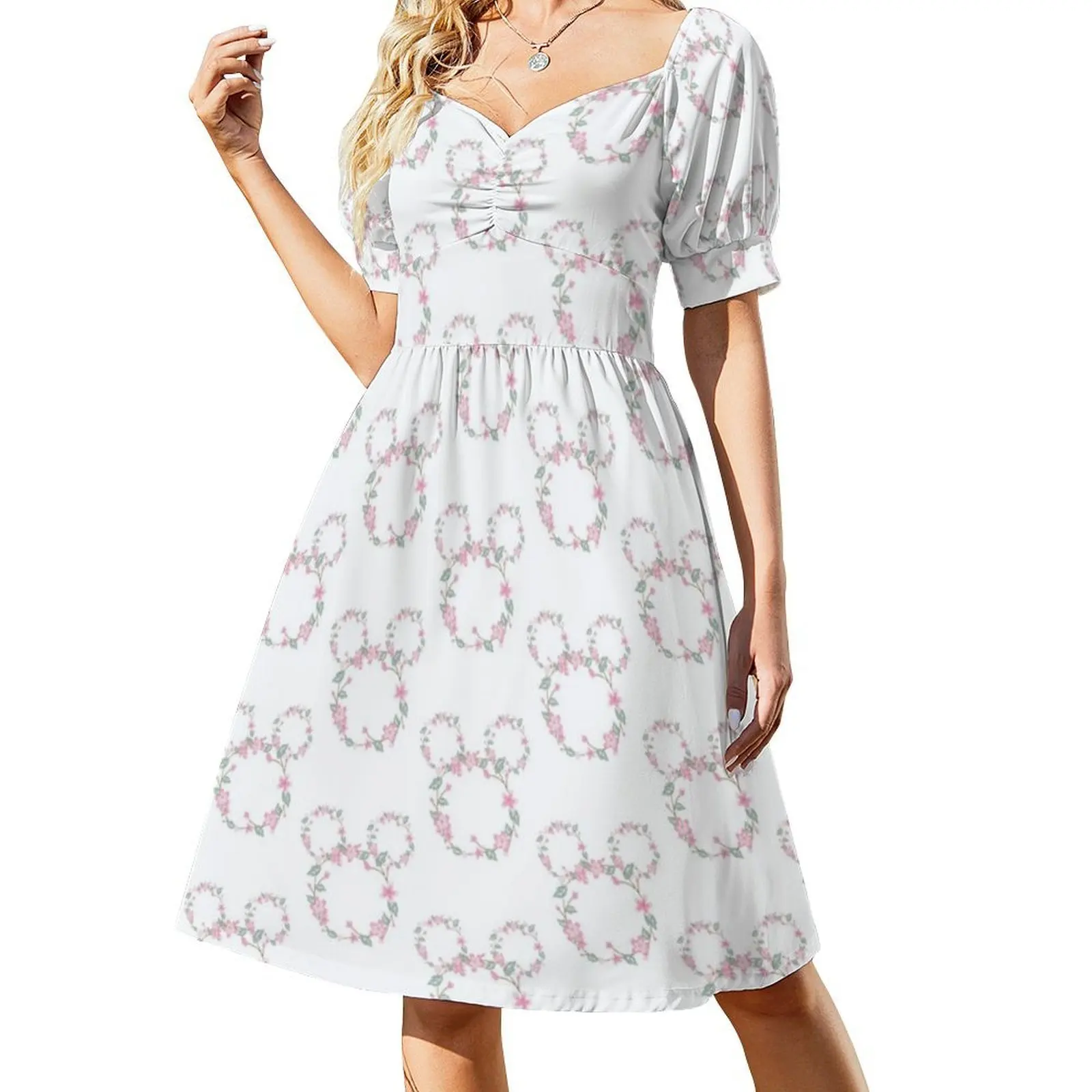 فستان على الطراز الكوري بآذان إكليل الأزهار للنساء فستان كاجوال أنيق للحفلات أو الارتداء اليومي ميكي ميني آذان ميكي ميني #2