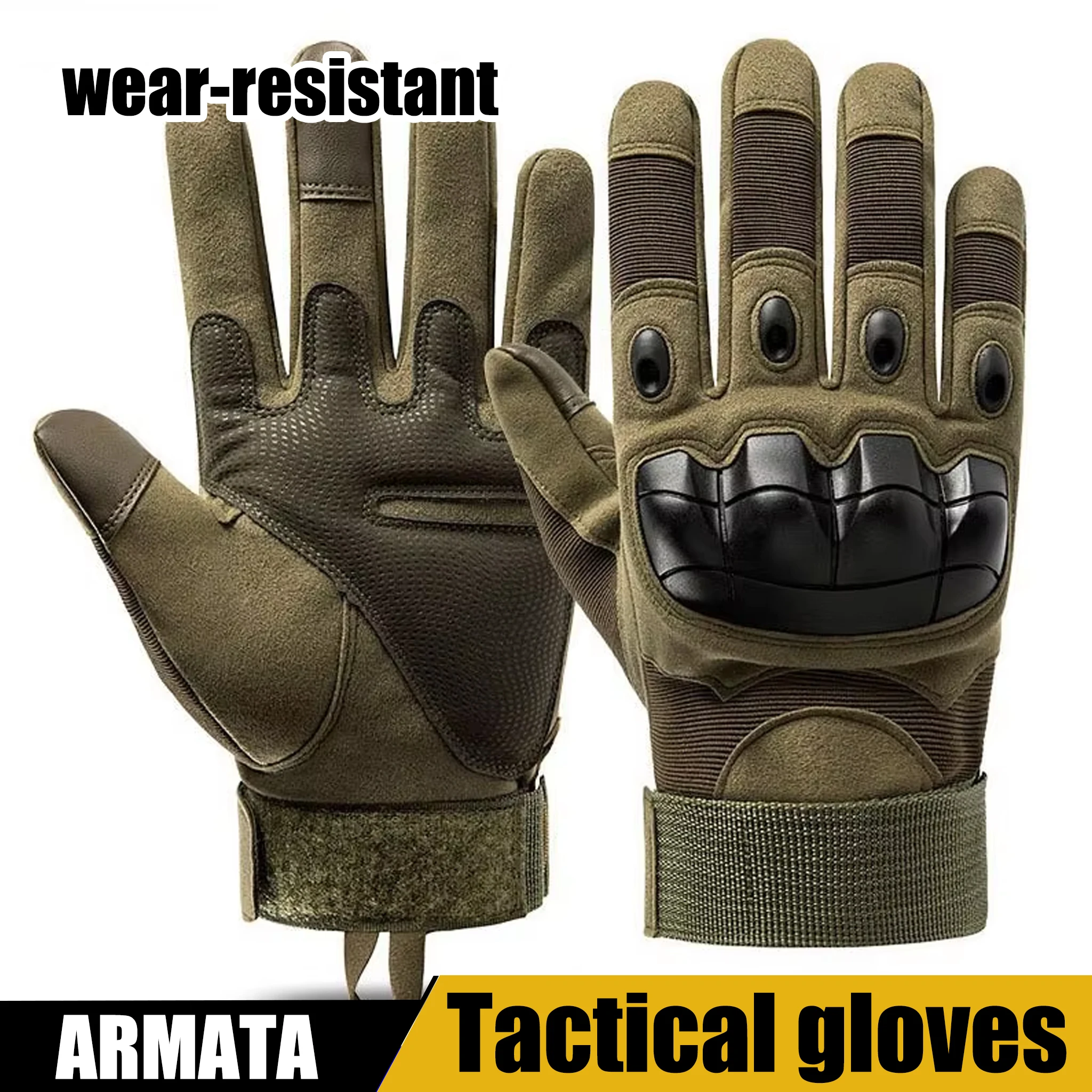 

Men's Tactical Full Finger Gloves - Soft Shell Touchscreen Compatible, Anti-Slip Palm Pads Combat Training Military Gear