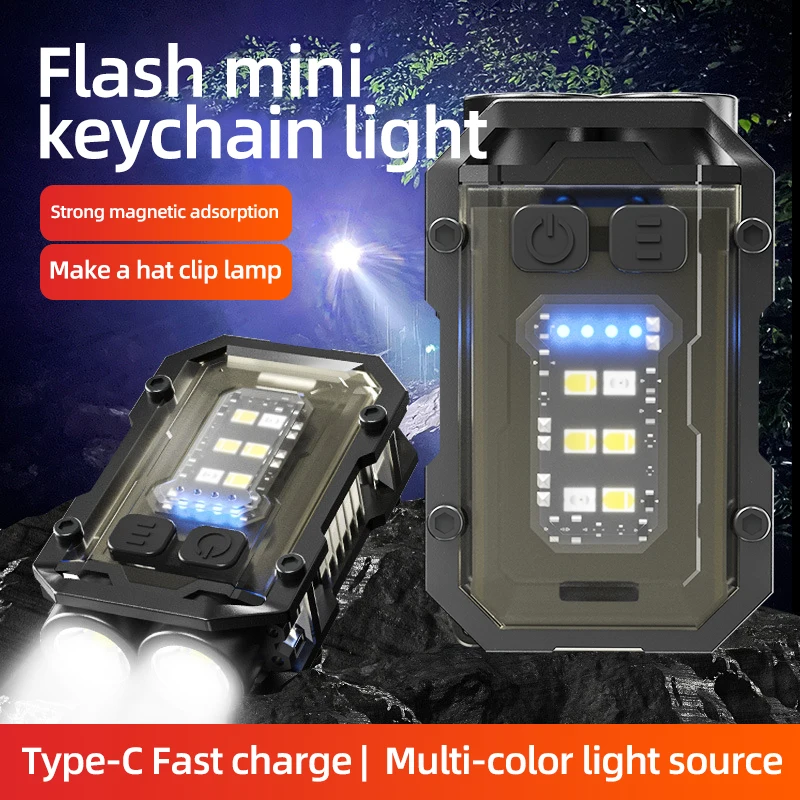 Super Bright Powerful Pocket Torch Light LED Multifunctional Linterna Magnetic COB LED EDC Mini Keychain Flashlight Rechargeable