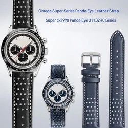 19mm genuine leather strap for Omega Speedmaster 311.32 CK2998 men's watchband bracelet breathable blue strap butterfly buckle