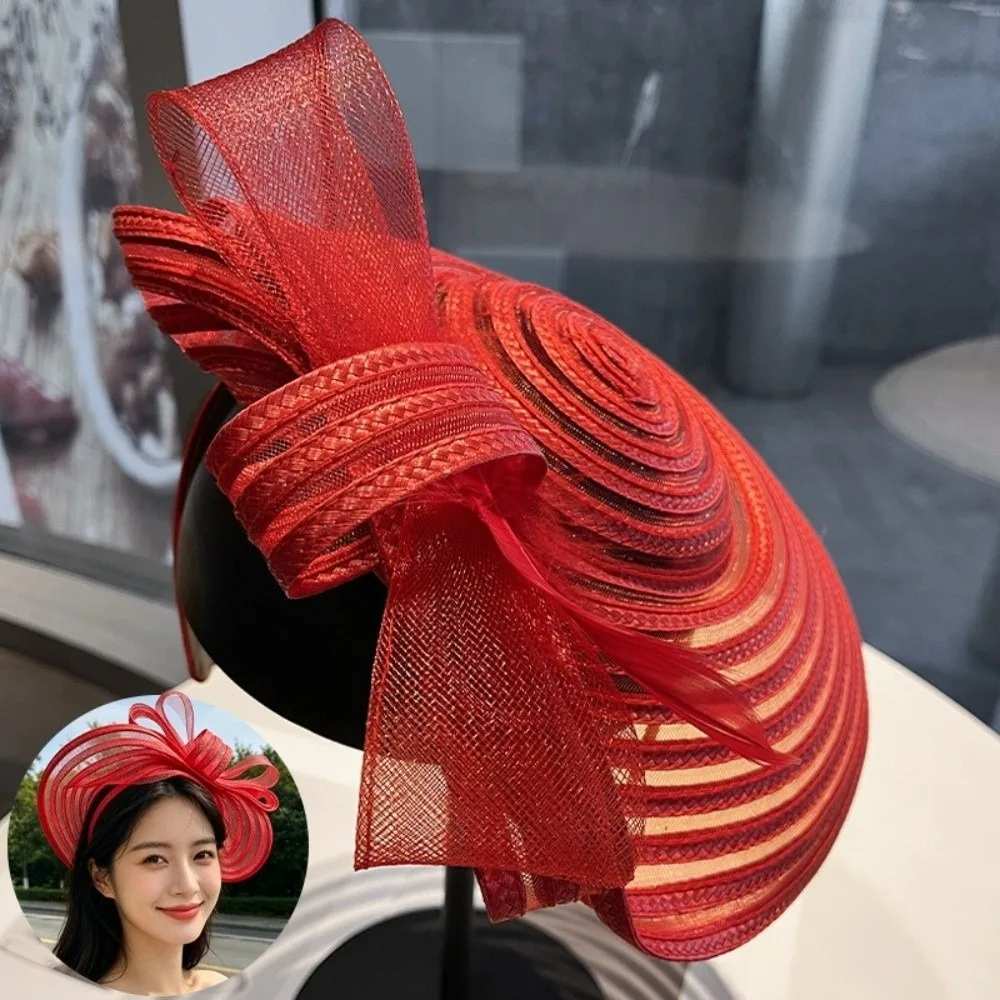 

Bow Decoration Mesh Fascinator Headband Hat 9cm Wide Brim Headband Style Wedding Bridal Fascinator Elegant Vintage Breathable