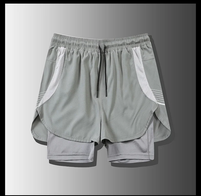 New Fashion shorts Men\'s 2 in1 Volleyball shorts Fitness Sports Shorts Casual Beach Workout Lined Tight Shorts Daily Style