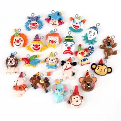 10pcs Mix Diy Resin Cartoon Hand Painted Circus Clown Charms Cabochon Ornament Craft Pendants Decoration Jewelry Making Material