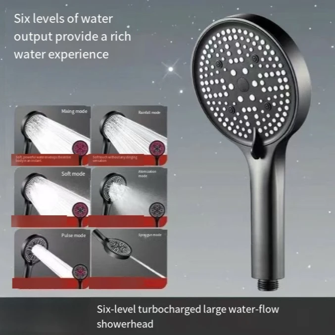 

Насадка для душа высокого давления, 6 режимов, регулируемая насадка для душа, бытовая ручная насадка для душа, аксессуары для ванной комнаты