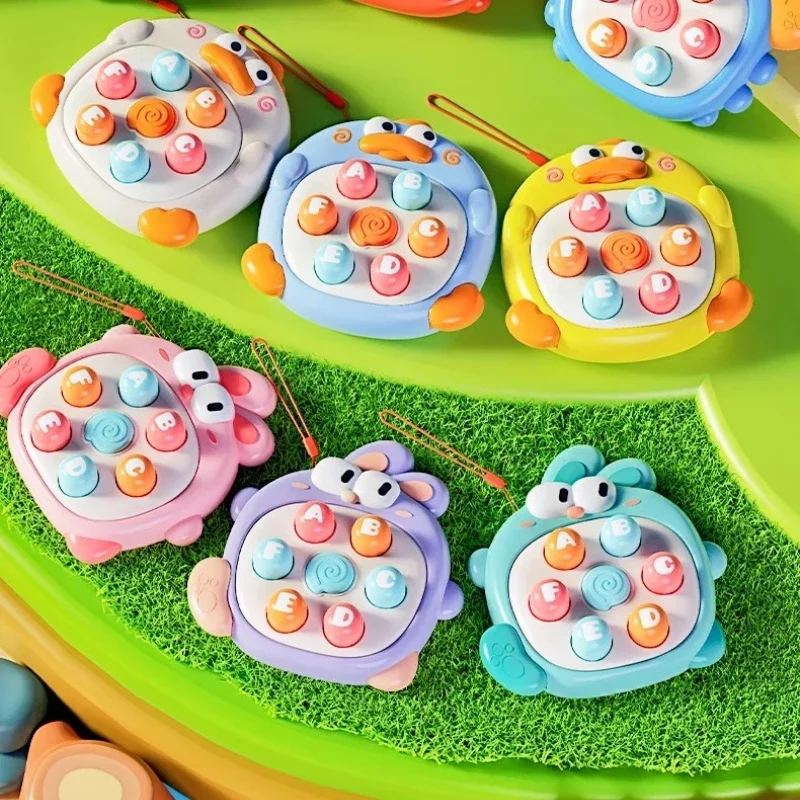 ของเล่นฝึกการประสานมือและตา ตีตุ่นขนาดเล็ก สีสุ่ม ของเล่นบีบนิ้วคลายเครียดสำหรับเด็ก