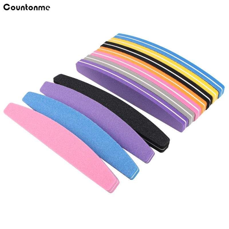 5/10 Pcs Nail Sponge Sandpaper File Buffs  Moon Design 100/180 Sanding Foam Emery Board Nail Files Polisher Buffer Mix Color