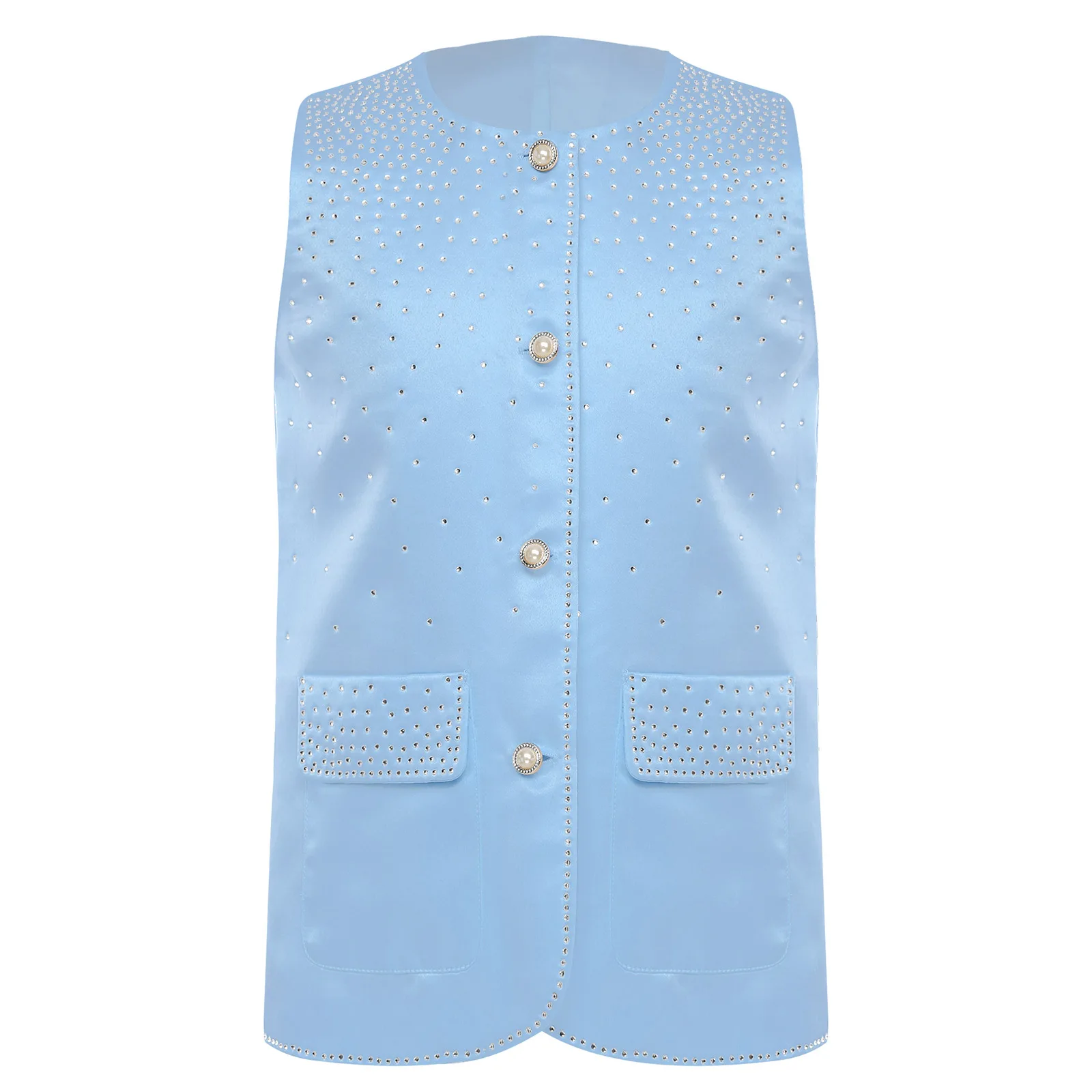 الفتيات طالب صدرية حجر الراين سترات بلا أكمام ملابس خارجية حفلة الأطفال زر الزي المدرسي القمم الاطفال سترة Dancewear