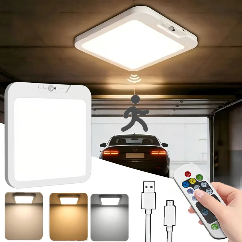 Rechargeable Remote Control Ceiling Light 3 Lighting Modes Wireless Motion Sensor LED Lamp for Bedroom Bathroom Kitchen Hallway