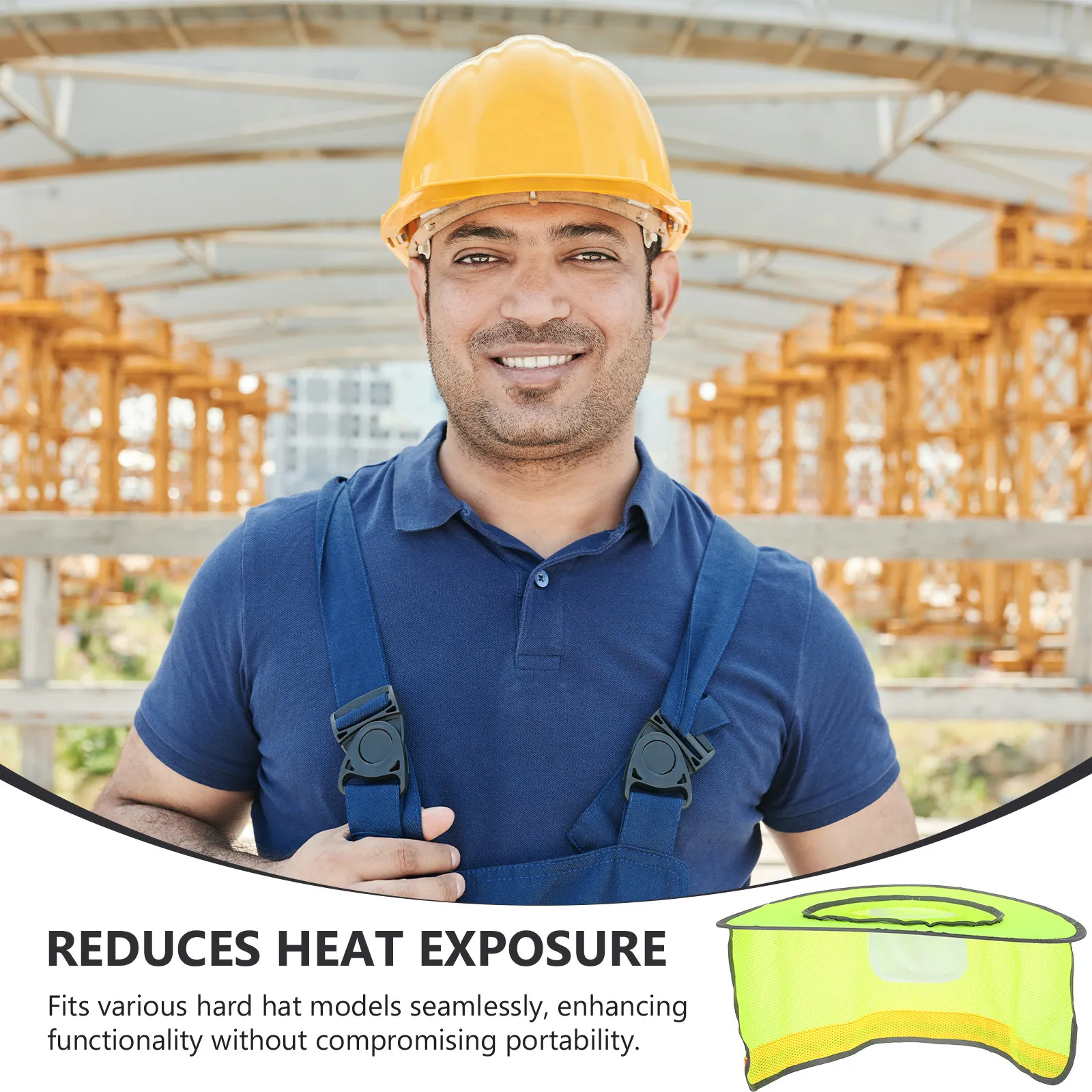 Full Brim Hard Hat Sunshade Uv Protection Mesh Visor Safety Accessory for Construction Summer Work Hard Hat Brim Shade