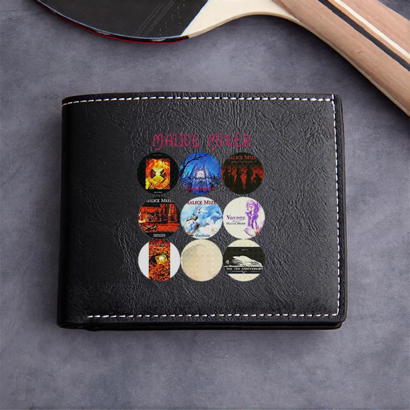 MALICE MIZER ICONIC ALBUMS COLLECTION PU LEATHER BUSINESS WALLET MINIMALIST DESIGN LIGHTWEIGHT DURABLE MEN'S SHORT WALLET