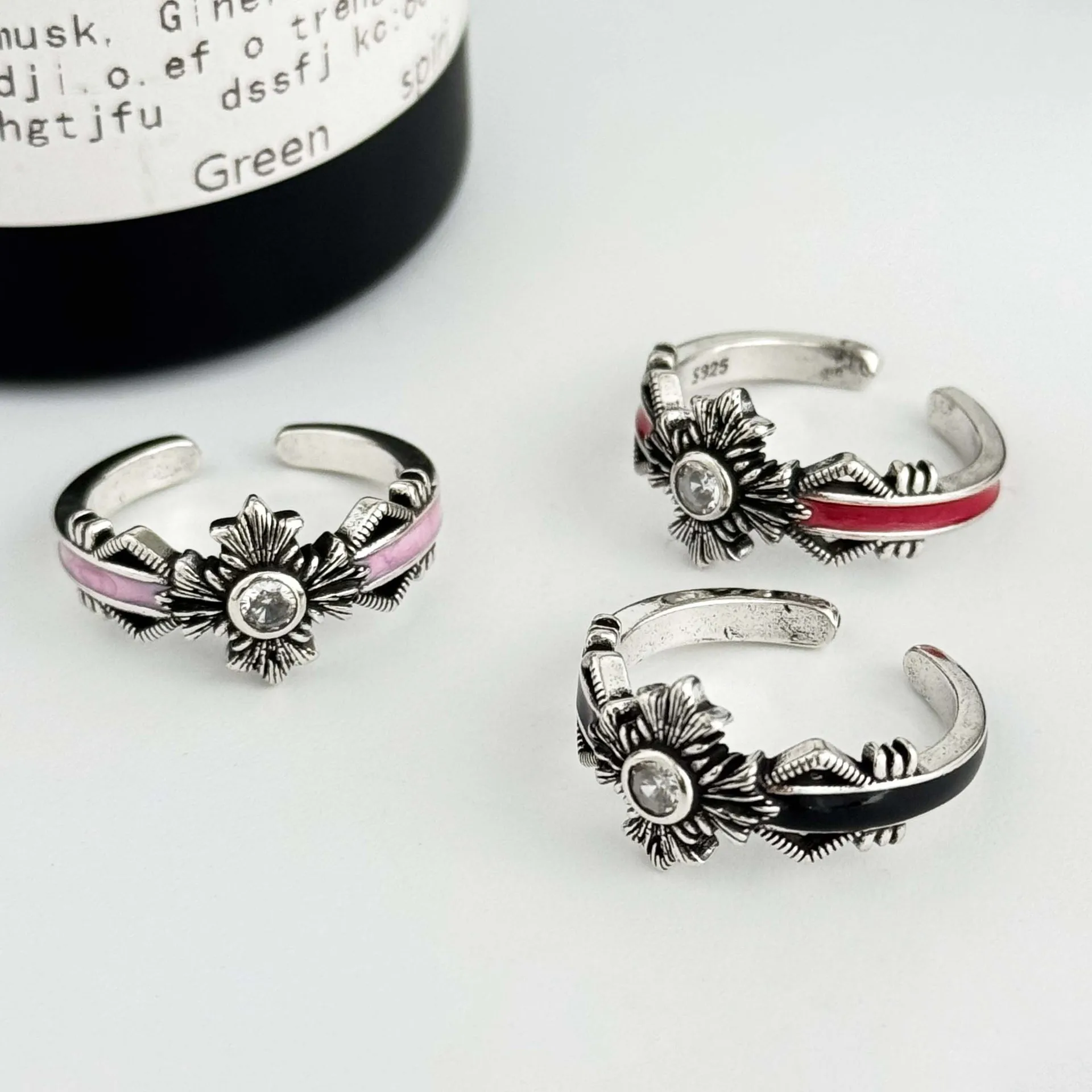 

2026 New Copper 925 Silver Plated Flower Ring Women Drip Oil No Fade Niche Design Luxury Finger Ring
