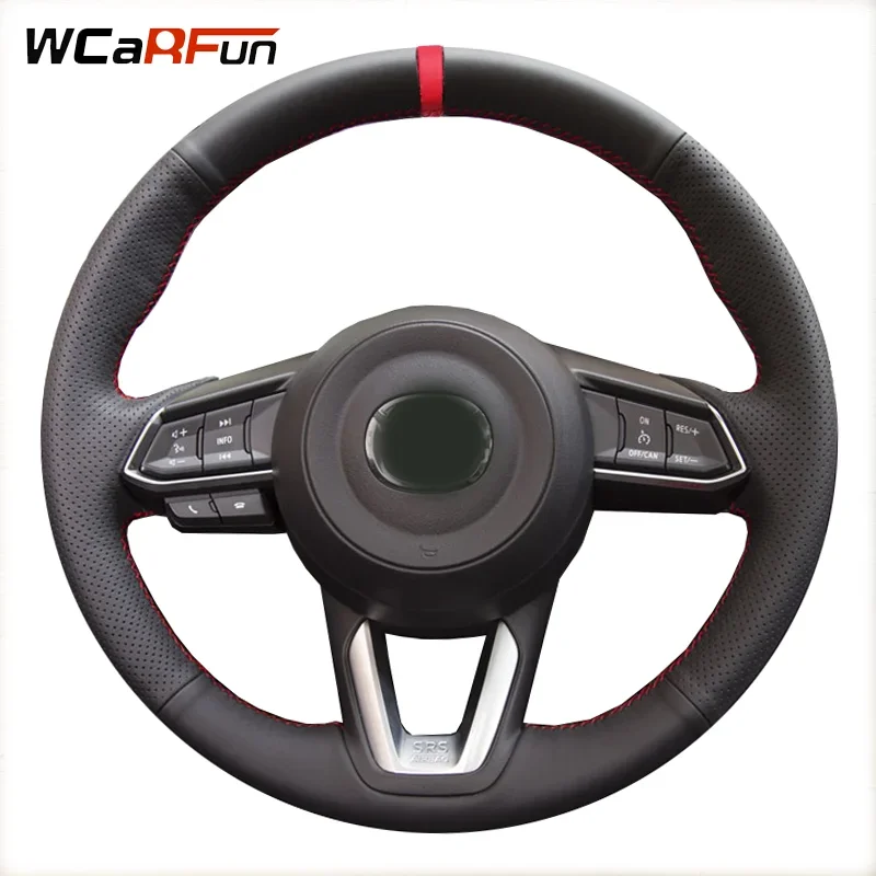 WCaRFun Leather Car Steering Wheel Cover For Mazda 3 Axela 2017 2018 2019 Mazda 6 Atenza 2017-2019 CX-3 2018-2019 CX-9 CX-5