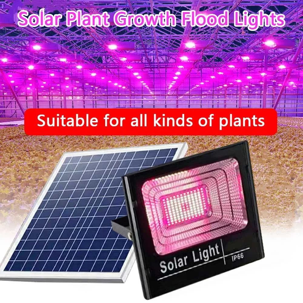 Full Spectrum LED Grow Light Waterproof Phytolamp Solar Floodlight Plant Lamp with Remote for Greenhouse Hydroponic Seeding
