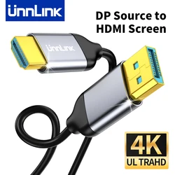 Unnlink DisplayPort to HDMI Cable 4K DP to HDMI Converter for Laptop PC to TV Monitor Projector 1m 1.5m 2m 3m