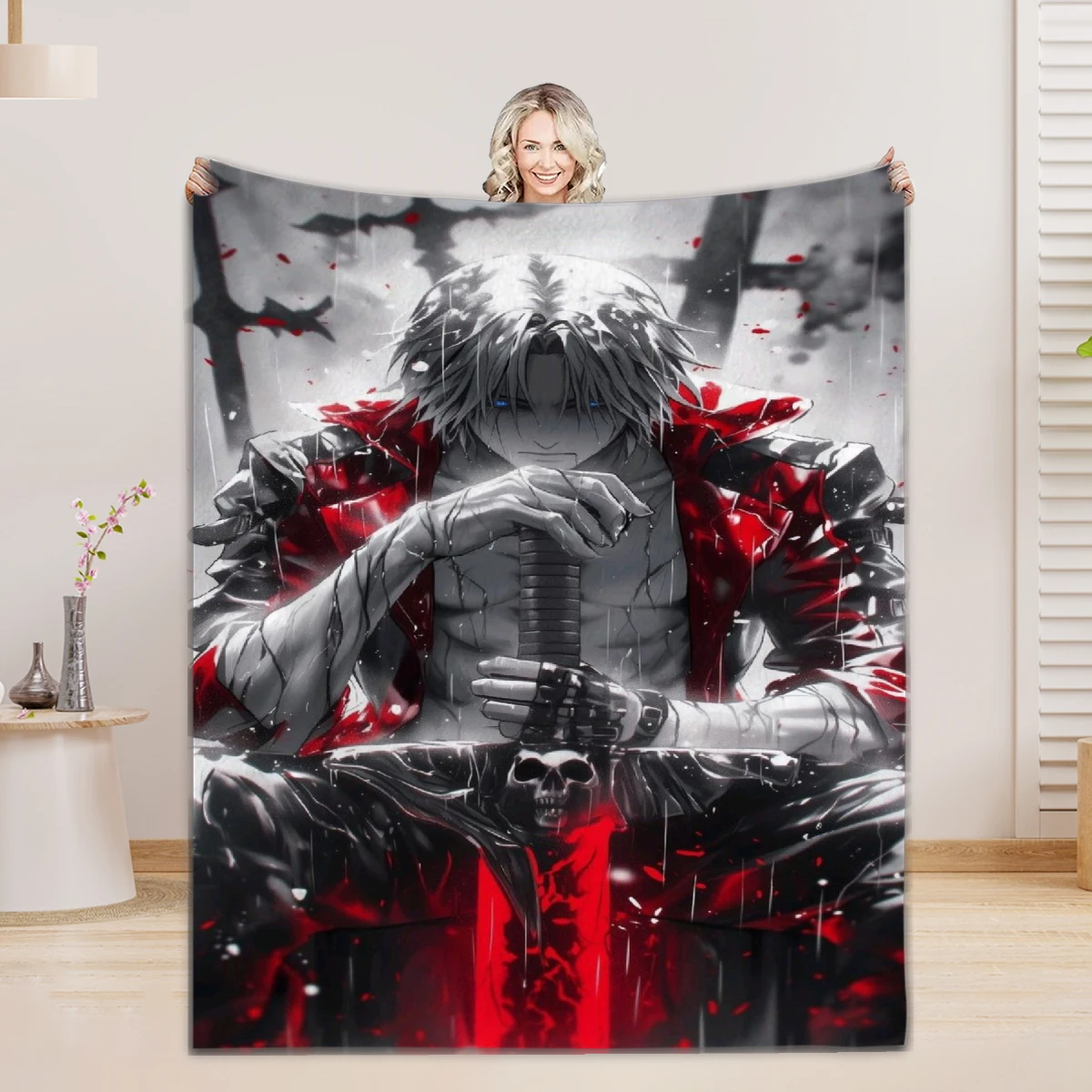 Game D-Devil M-May C-Cry Flannel Blanket, Quality Soft Warm Throw Blanket Winter Kid Couch Bed Fluffy Bedspread, Birthday Gift