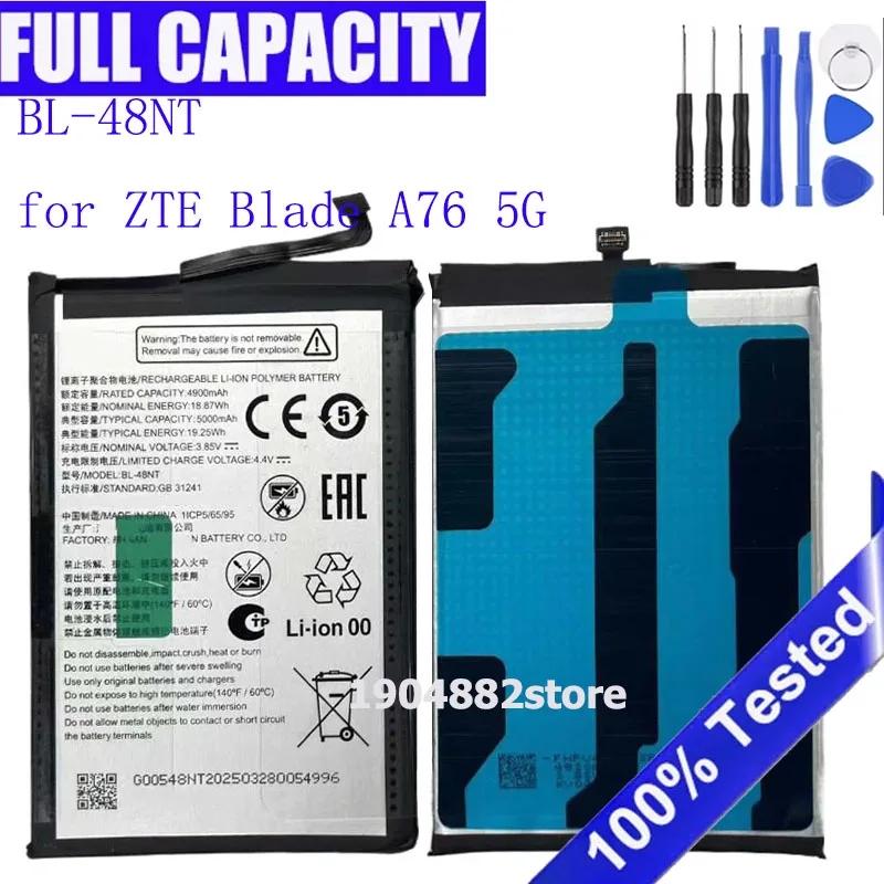 

3.85V BL-48NT High Quality Replacement Genuine Battery for ZTE Blade A76 5G Mobile Phone batteria + Free tools