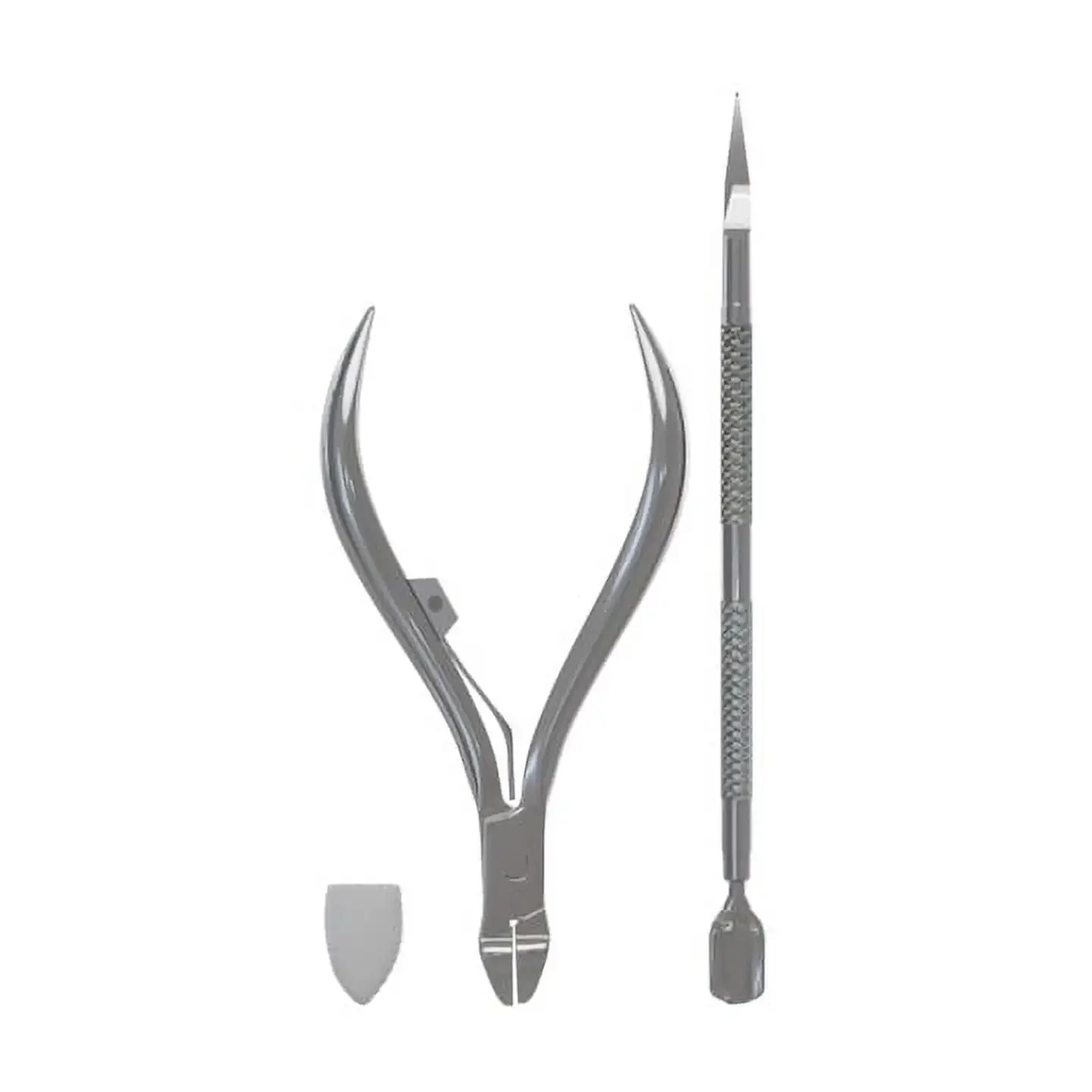 Ingrown Toenail Kit with Toenail Metal Clippers & Double-Ended Pusher, Color Silver
