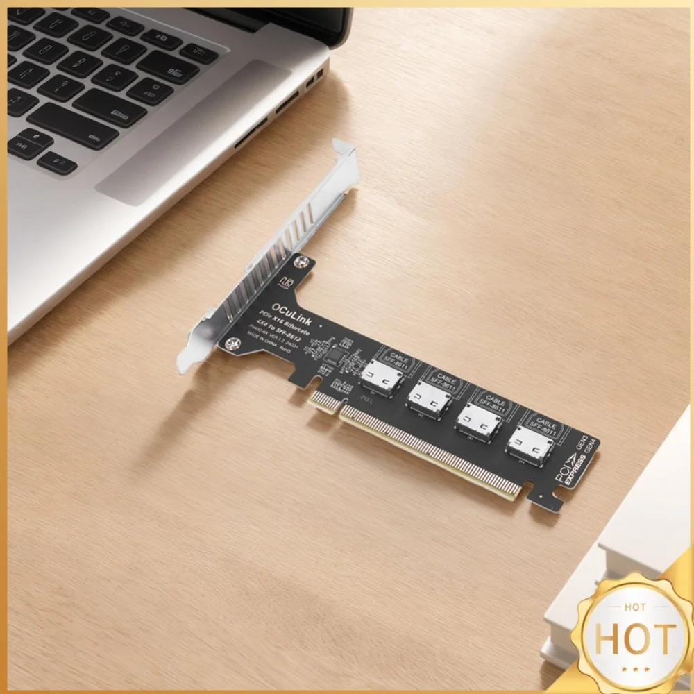 PCI-Express4.0 16x PCIE Detachable To 1/4 Oculink Split Bifurcation Card PCI Express GEN4 64Gb Split Expansion Card for Windows