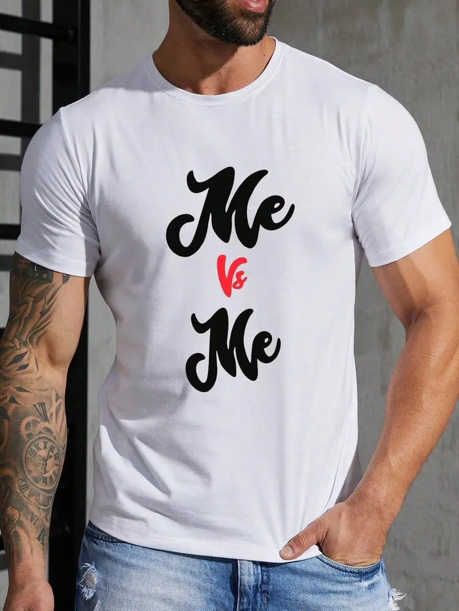Round Neck Short Sleeve Men's T-Shirt, Creative Printing Pattern, Simple Design, Knitting Process, Soft And Comfortable, Suitabl