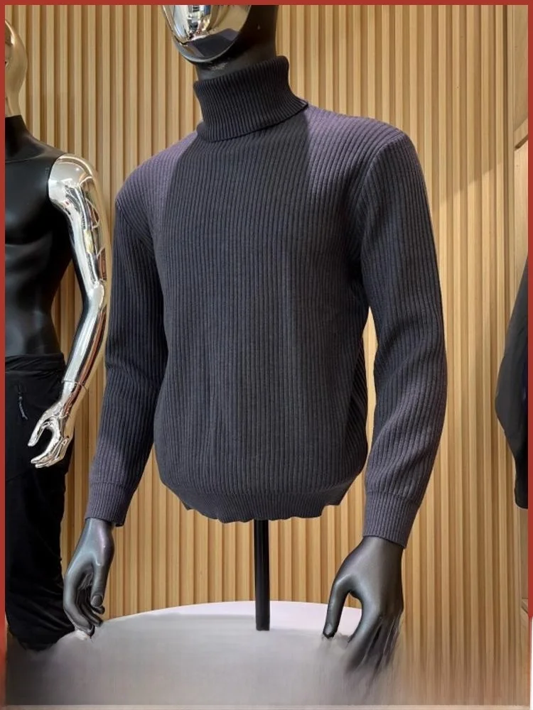 

Мягкий однотонный вязаный свитер для мужчин, приятный для кожи, повседневный, осенне-зимний, новая мода, универсальная смесь полиэстера