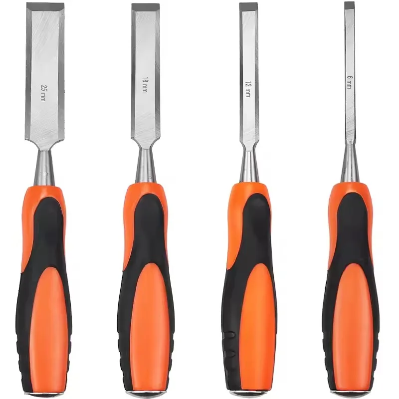 

Professional 4 Pieces Wood Chisel Set 6/12/18/25mm for Woodworking Flat Chisels DIY Woodworking Woodcut Carving Knife Tools Set