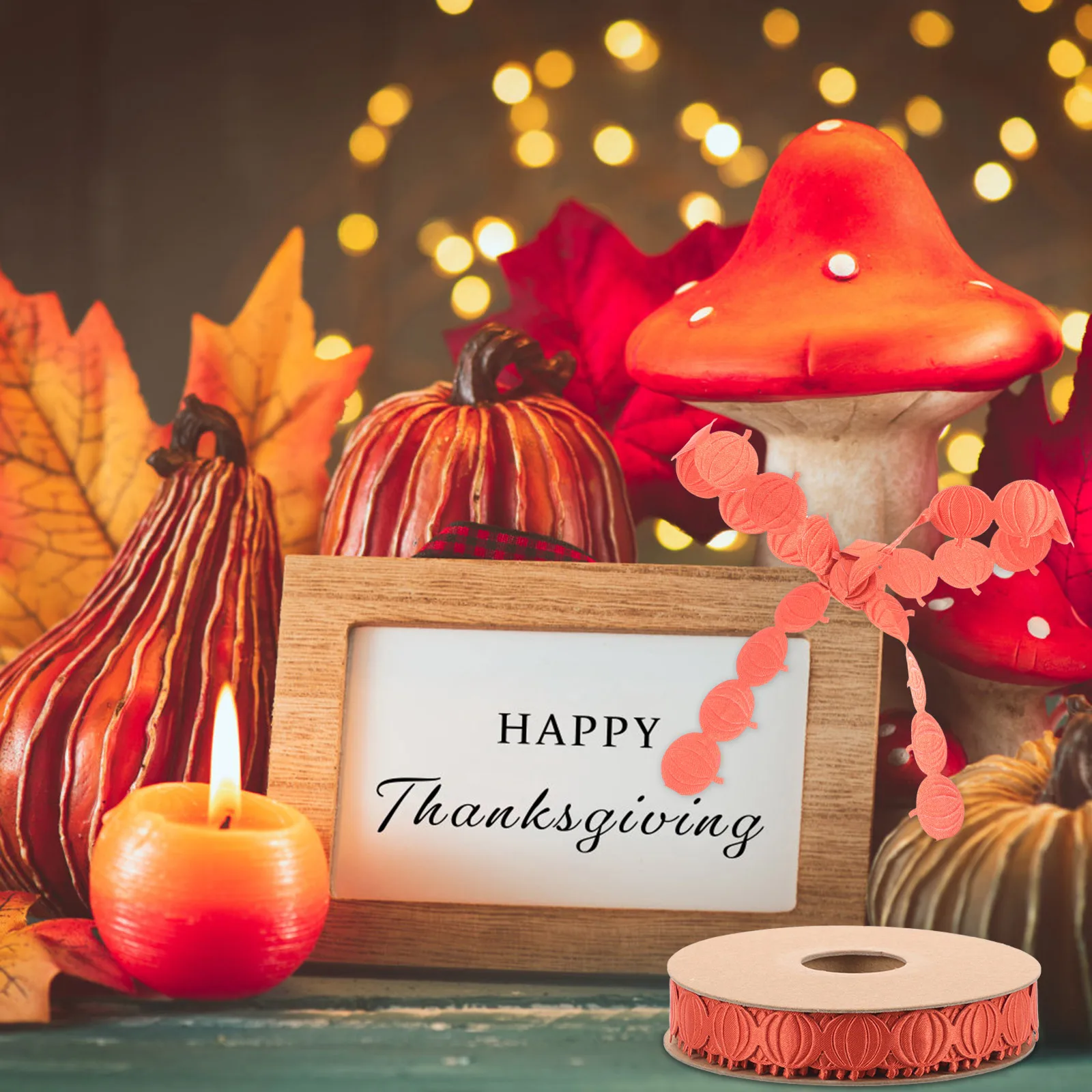 

1 Roll 10Ft Fall Cloth Harvest Festival Ribbon Gift Box Wrapping Packaging Thanksgiving Party Diy Bows Autumn Ribbon Decorative