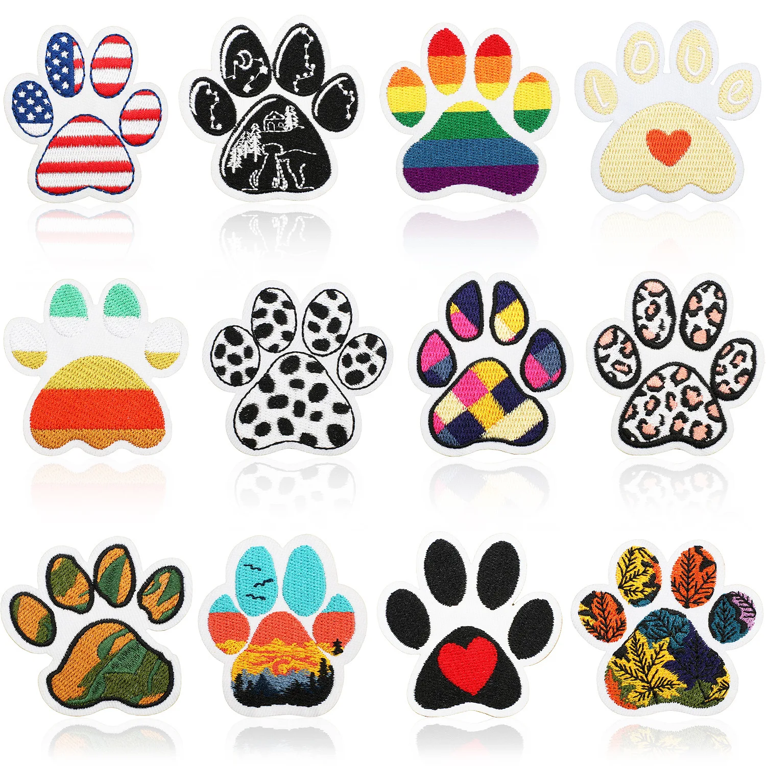 Dog Paw Embroidered Patches Iron On Patches Girls Boys Clothes Stickers Sewing Backpack Cute Cat Claw Badge Accessories