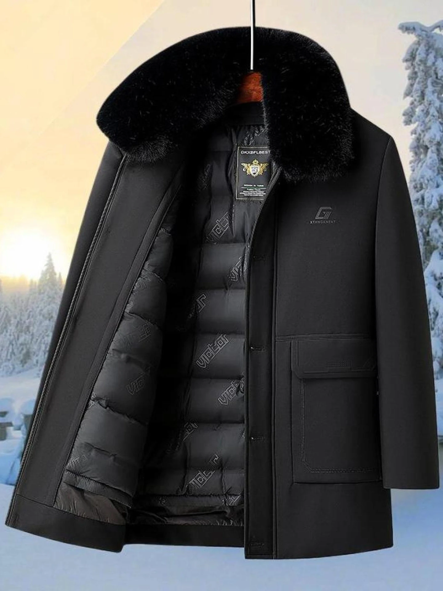 

Thiened Removable Inner Cotton Jaet Dad Sle Winter Men's Coat for Middle-Aged And ly andpa Faionable Urban Hom...