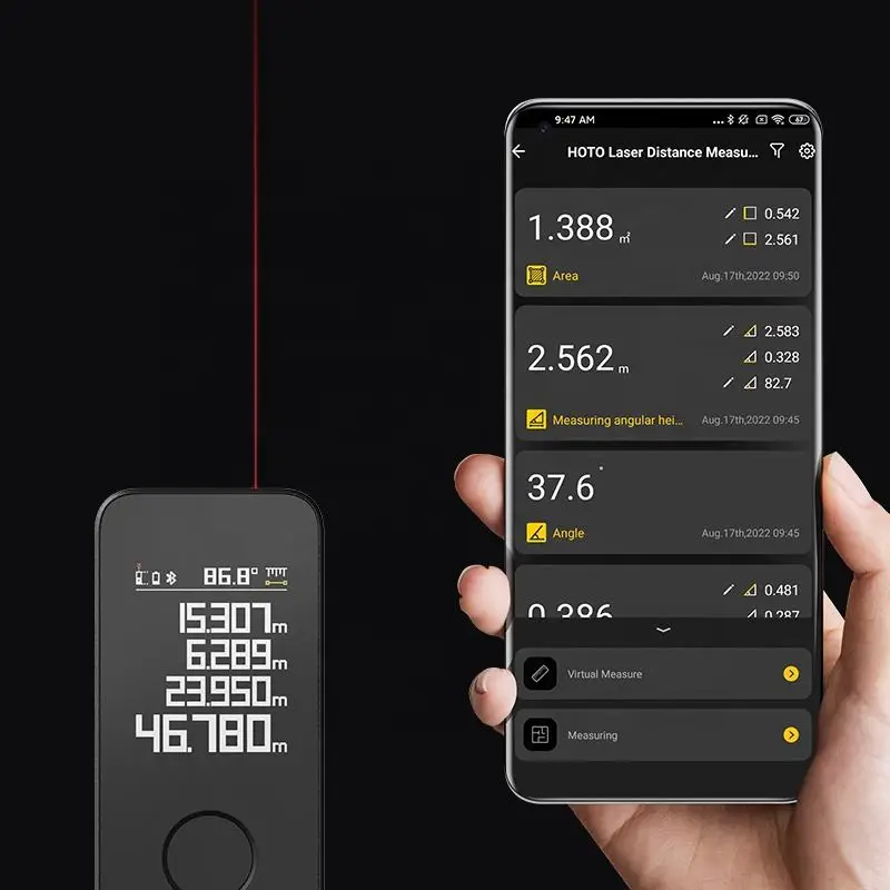 HOTO Tape Measure, Smart Rangefinder, Intelligent, 30M, OLED Display, Distance Meter, Connect To APP To Draw