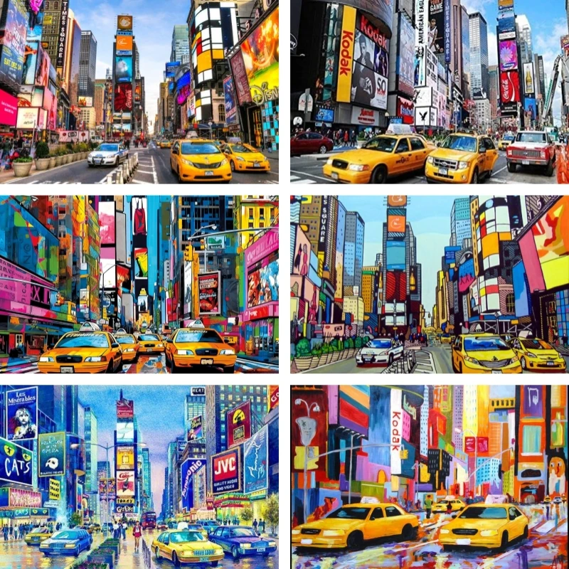 Times Square New York City Manhattan Full Drill Diy 5D Diamond Painting By Number Unique Kits Home Wall Decor Crystal Art