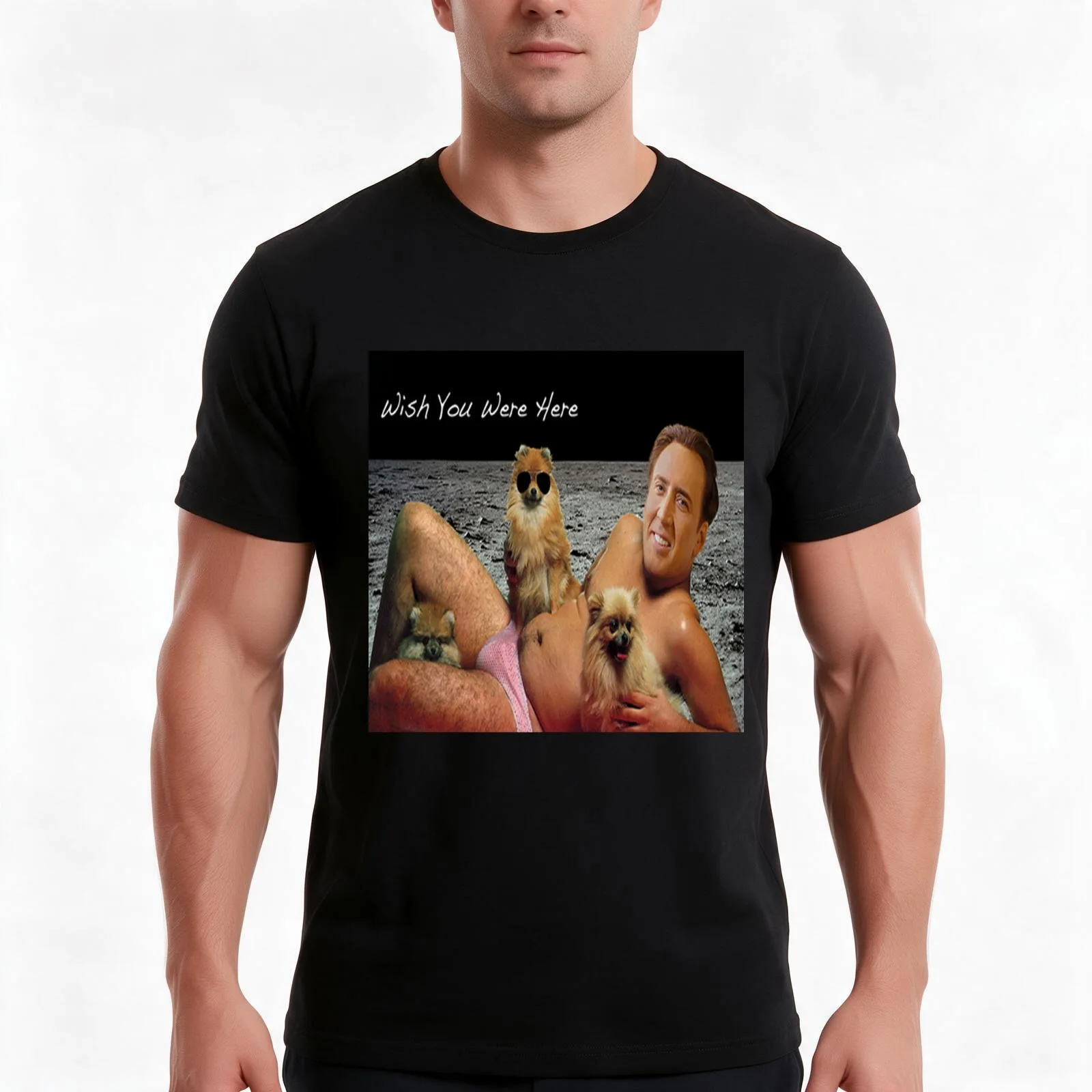 Nick Cage Pillowcase T-Shirt, Summer Casual Cotton Tee, Oversized Streetwear Tops, Vintage Graphic Print, Loose Fit Short Sleeve